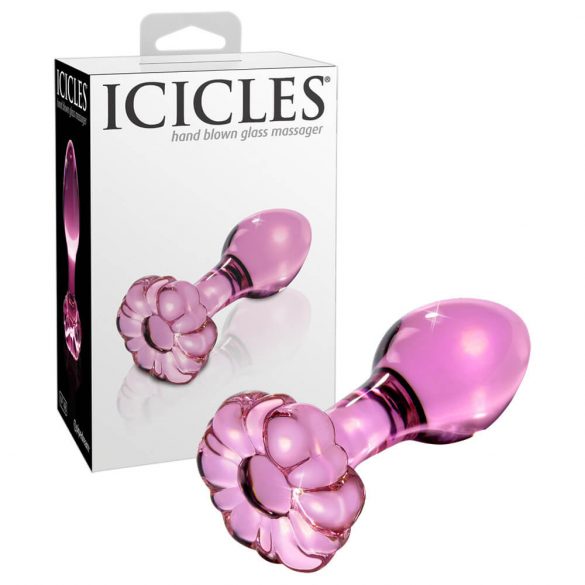 Icicles No. 48 - Floral Glass Anal Plug (Pink) 