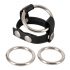 Bad Kitty - Leather Ball Strap and Penis Ring (Black-Silver) 