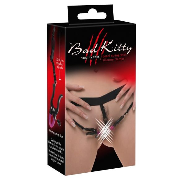 Bad Kitty - Crotchless Clamps with Panties - Purple-Black (S-L) 