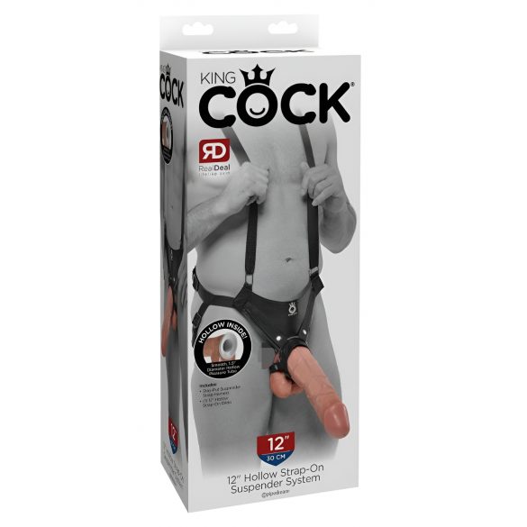 King Cock Strap-on 12 - hollow, attachable dildo with harness (30cm)