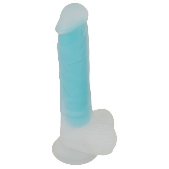 You2Toys Glow in the Dark - Suction Cup Glowing Dildo with Testicles (Blue) 