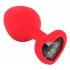 You2Toys Heart-Shaped Anal Plug M with Black Gem - Medium (Red) 