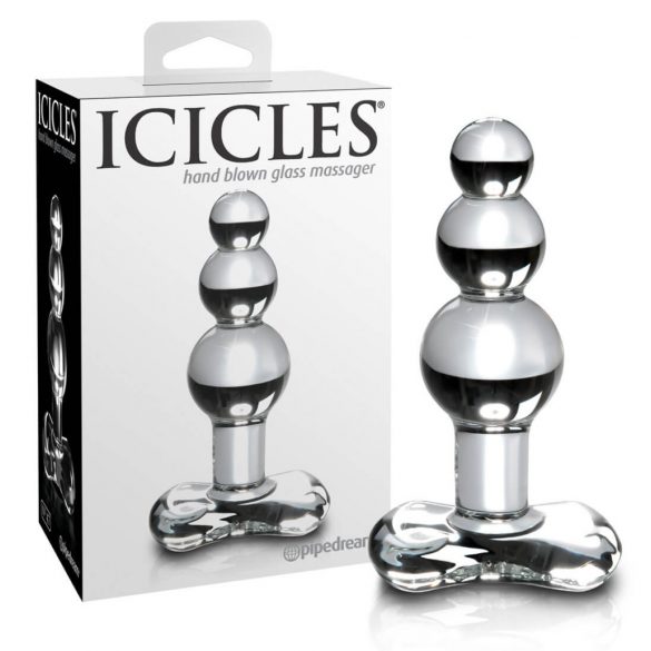 Icicles No. 47 - Triple Bead Glass Anal Dildo (Clear) 