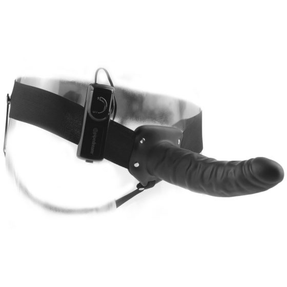 Fetish Strap-On 8 - hollow vibrator with strap-on (black)