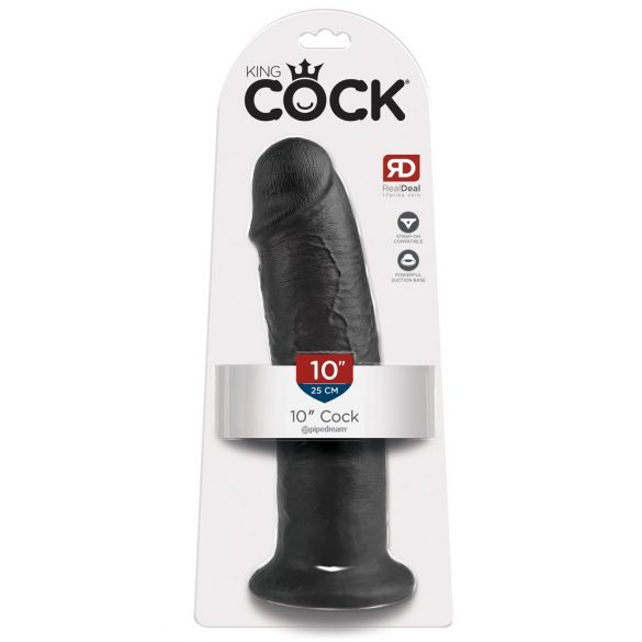 King Cock 10 - Large Suction Cup Dildo (10") - Black 