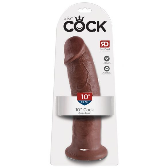 King Cock 10 - Large Suction Cup Dildo (25cm) - Brown 