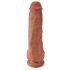 King Cock 11 - Large Suction Cup Dildo with Testicles (28cm) - Dark Natural 