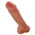 King Cock 11 - Large Suction Cup Dildo with Testicles (28cm) - Dark Natural 