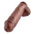 King Cock 11 - Large Suction Cup Dildo with Balls (11") - Brown 