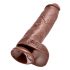 King Cock 11 - Large Suction Cup Dildo with Balls (11") - Brown 