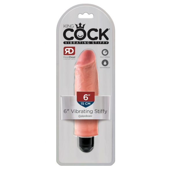 King Cock 6 Stiffy - Waterproof, Realistic Vibrator (6 Inches) - Natural 