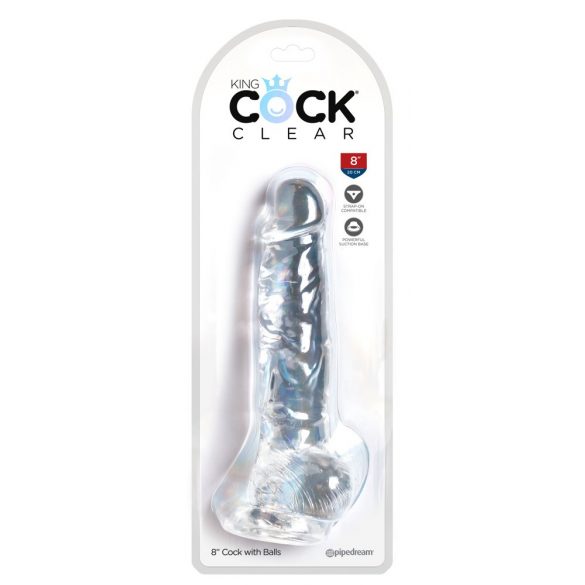 King Cock Clear 8 - Suction Cup Dildo with Balls (20cm) 