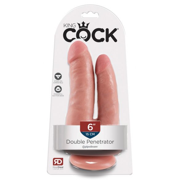 King Cock Double Dildo - Realistic Dual Dildo (Natural) 