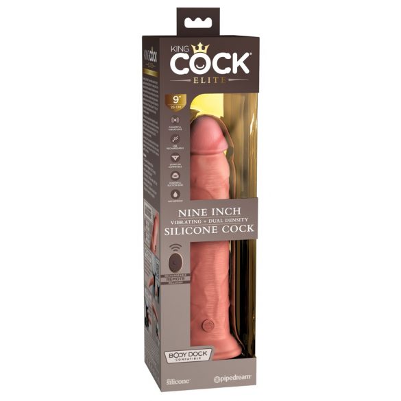 King Cock Elite 9 - Suction Cup Vibrator 9 Inch - Natural 