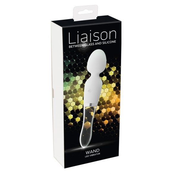 Liaison Wand - Rechargeable Silicone-Glass LED Vibrator (Transparent-White) 