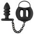 Black Velvet - Silicone Ball Cage with Anal Dildo (Black) 