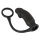 Black Velvet Anal Vibrator with Cock Ring (Black) 