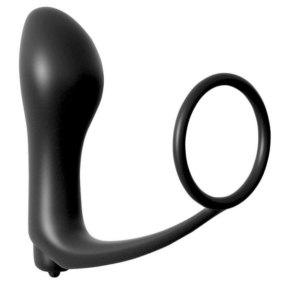 Anal Fantasy - Vibrating Anal Finger with Cock Ring (Black) 