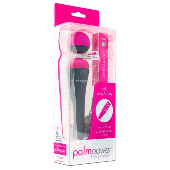 PalmPower Wand - Massage Vibrator with Powerbank (Pink-Grey) 