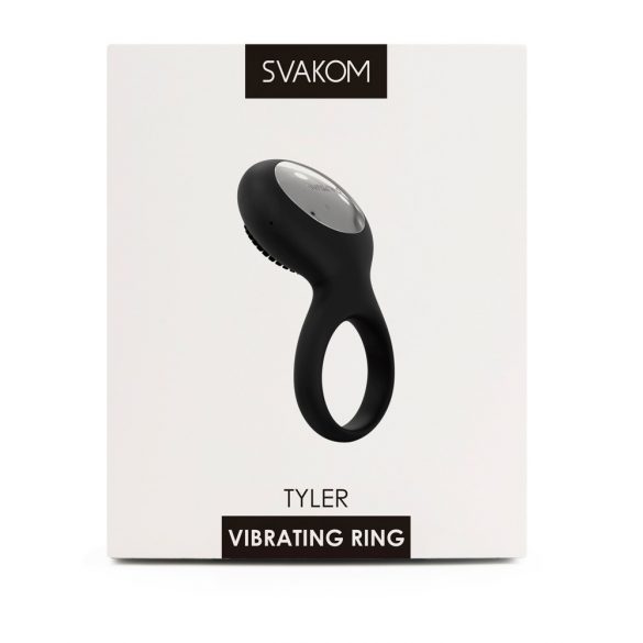 Svakom Tyler - Rechargeable, Waterproof Vibrating Cock Ring (Black) 