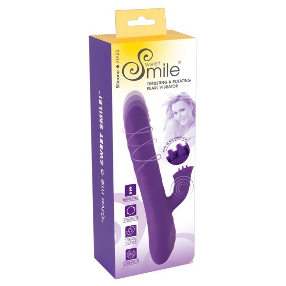 Smile Pearl - Rechargeable, Beaded, Clitoral Arm Thrusting Vibrator (Purple) 