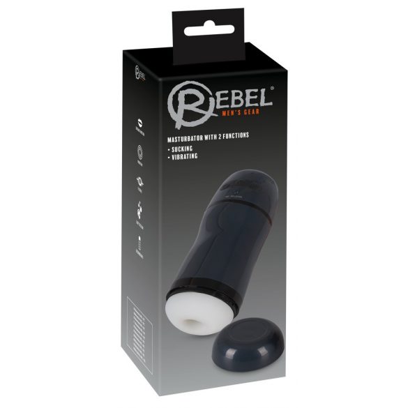 Rebel - 2-in-1 Suction and Vibrating Masturbator (Black) 