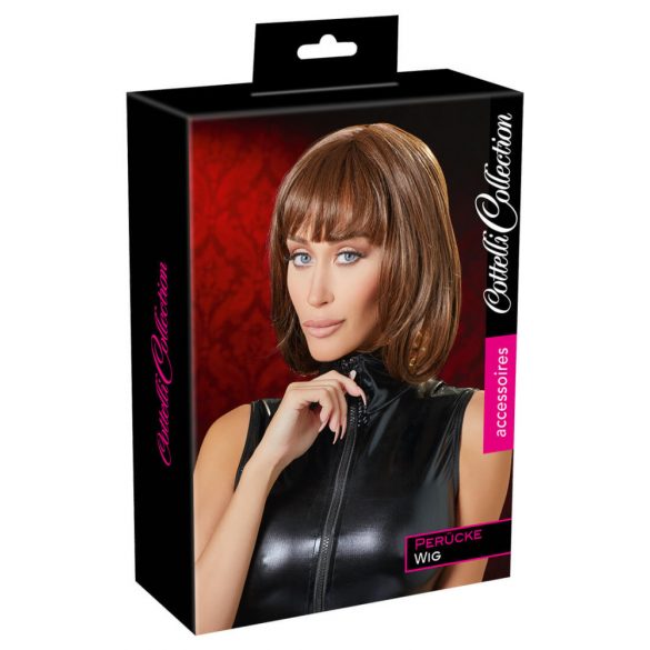 Cottelli - Medium Length Brown Bob Wig with Bangs 