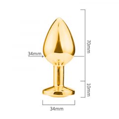 Sunfo - metal anal dildo with stone (gold-red)