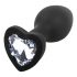 Sunfo - Silicone Anal Dildo with Heart-Shaped Gem (Black and White) 