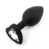 Sunfo - Silicone Anal Dildo with Heart-Shaped Gem (Black and White) 