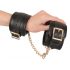 ZADO - Leather Wrist Cuffs with Short Chain (Black) 