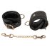 ZADO - Leather Wrist Cuffs with Short Chain (Black) 