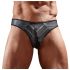 Shiny Men's Thong with Sheer Insert (Black) 