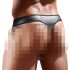 Shiny Men's Thong with Sheer Insert (Black)  - L