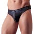 Svenjoyment - Glossy Men's Thong with Rhinestone Zipper (Black)  - L