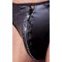 Svenjoyment - Glossy Men's Thong with Rhinestone Zipper (Black)  - 2XL