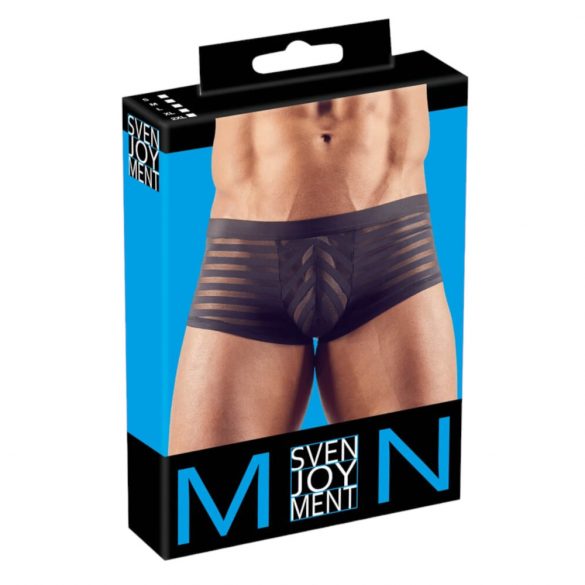 Transparent Striped Boxer Briefs (Black)  - M