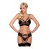 Obsessive 818-SEG-1 - Rhinestone Lace Lingerie Set (Black) 