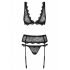 Obsessive Emperita - Embroidered Lingerie Set (Black) 