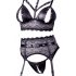 Cottelli Bondage - Lace Lingerie Set with Handcuffs (Black)  - L