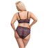 Cottelli Curves Plus Size - Transparent Patterned Bra Set (Purple)  - 2XL