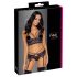 Cottelli - 3-Piece Lace Lingerie Set (Black-Purple) 