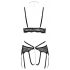 Abierta Fina - Open Lace Bra Set (Black)  - XL