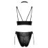 Cottelli Bondage - Glossy Bra Set with Hand Restraints (Black) 