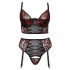 Cottelli Plus Size - Bra and Garter Set (Black-Red) 