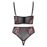 Cottelli Plus Size - Bra and Garter Set (Black-Red) 