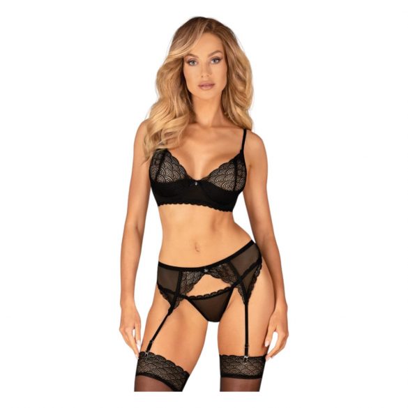 Obsessive Chemeris - Bra Set with Garter Belt (Black) 