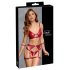 Cottelli Bondage - Shiny Bra Set with Handcuffs (Red) - L