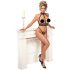 Abierta Fina - Open Chain Lingerie Set (Black) - M