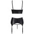 Abierta Fina - Sparkling Strappy Lace Lingerie Set (Black)  - 80B/M